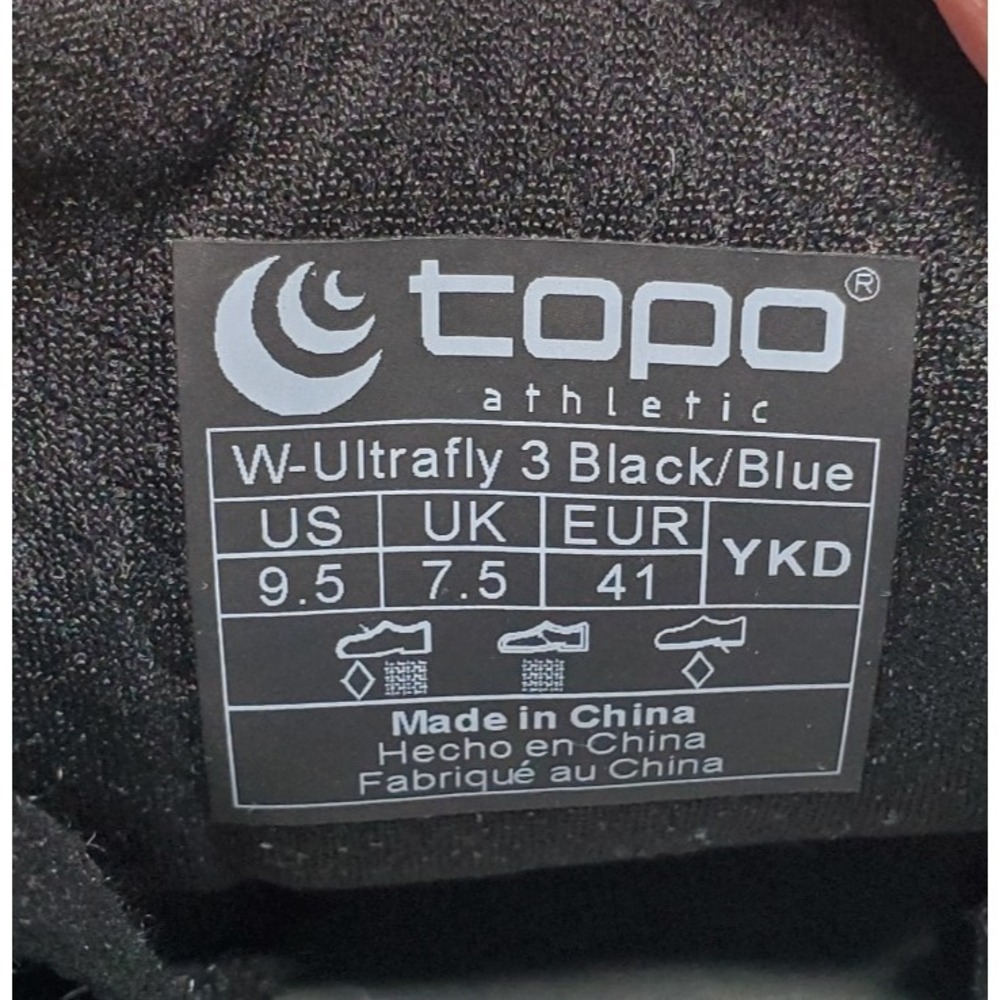 Topo Running Shoes Womens 9.5 Black Lace Up Athletic Ultrafly 3 Sneaker - Picture 13 of 14